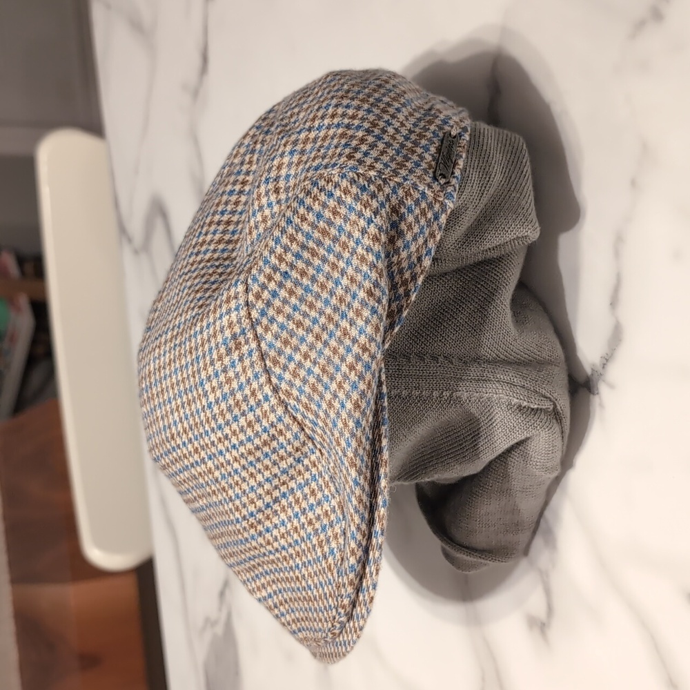 Wigens Gray and Brown Checkered Flat Cap